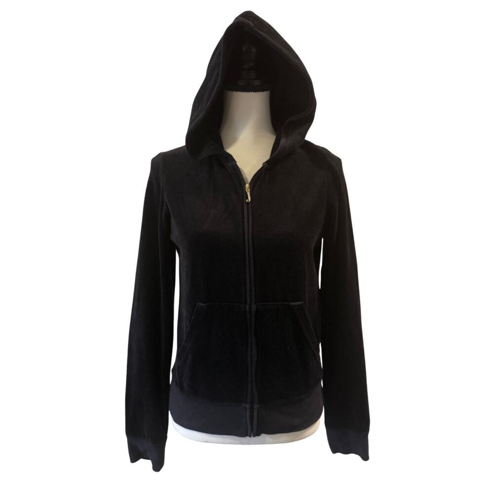 Juicy Couture Women’s Black Velvet Hoodie Size L